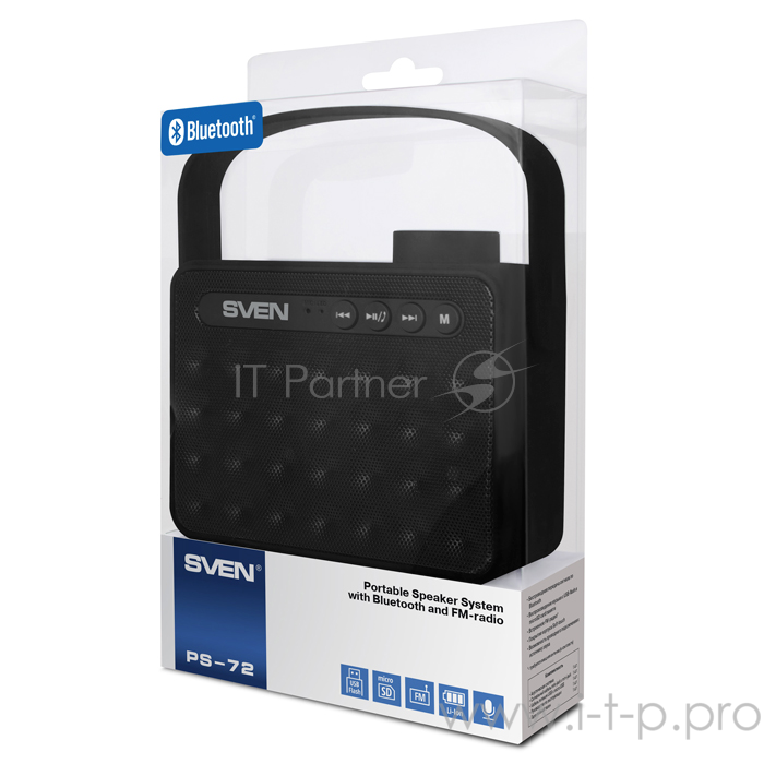 Колонки SVEN PS -72, mint (6 Вт, Bluetooth, FM, USB, microSD, ручка,