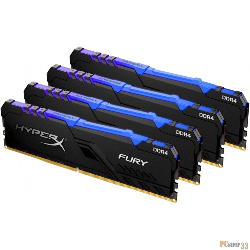 Оперативная память DDR 4 DIMM 128Gb PC25600, 3200Mhz, Kingston HyperX FURY RGB, CL16 (Kit of 4) (HX432C16FB3AK4/128) (retail)