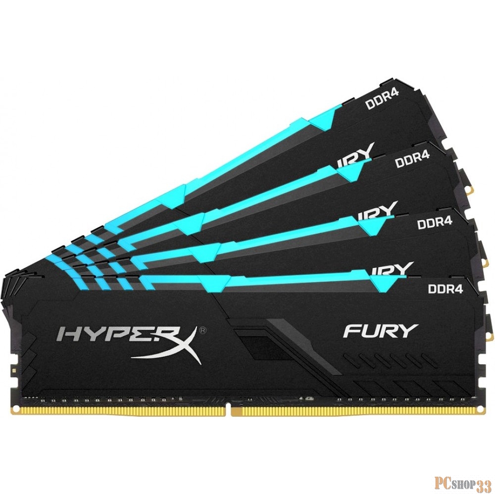 Оперативная память DDR 4 DIMM 128Gb PC25600, 3200Mhz, Kingston HyperX FURY RGB, CL16 (Kit of 4) (HX432C16FB3AK4/128) (retail)