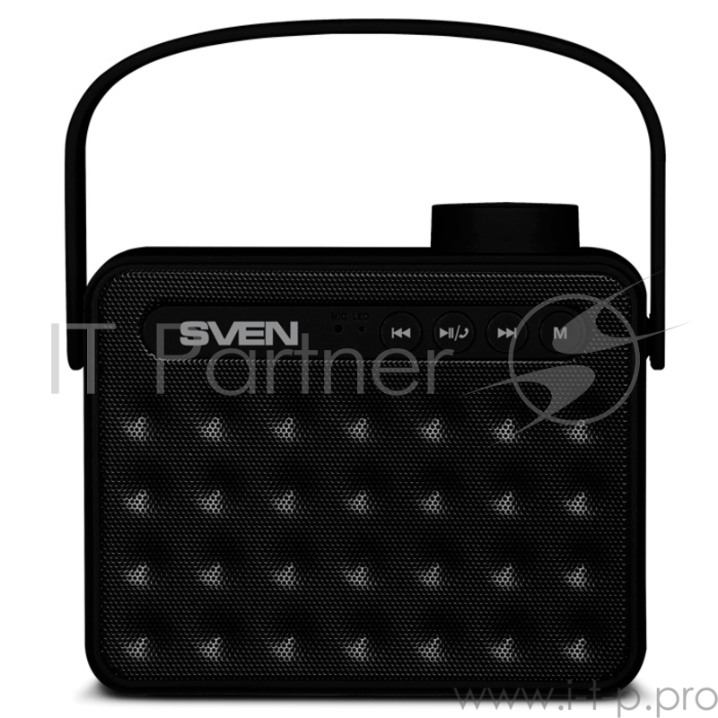 Колонки SVEN PS -72, черный (6 Вт, Bluetooth, FM, USB, microSD, ручка)