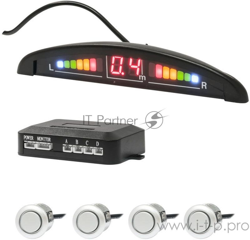 Парковочный Радар Swat PT-104S 4 датчика 18мм серебристый