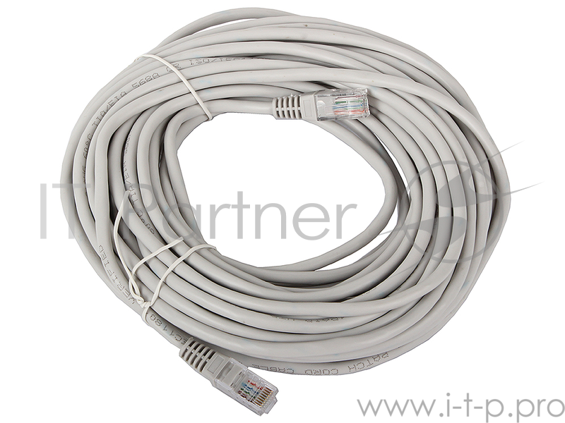 Коммутационный шнур Патчкорд литой Aopen/Qust ANP511_15M UTP кат.5е 15м серый