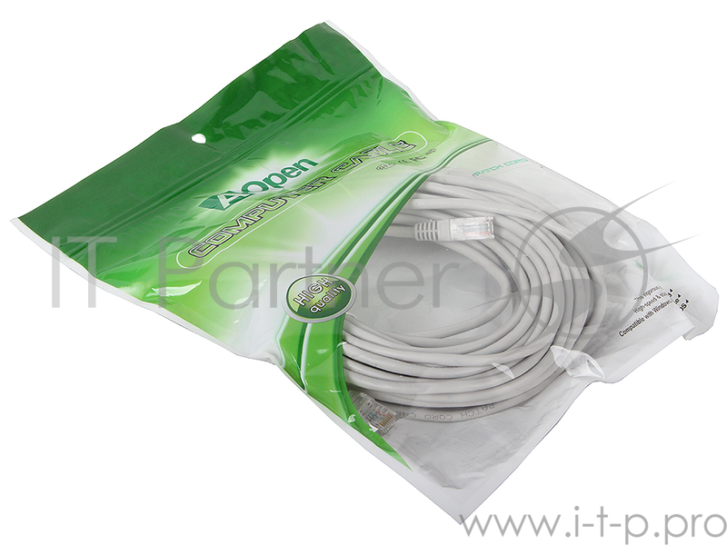 Коммутационный шнур Патчкорд литой Aopen/Qust ANP511_15M UTP кат.5е 15м серый