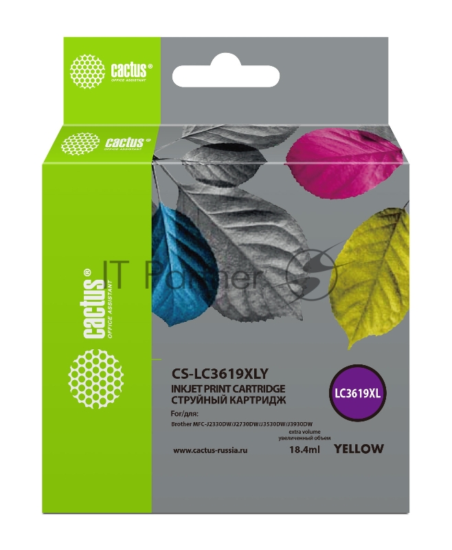 Картридж струйный Cactus CS-LC3619XLY желтый (18.4мл) для Brother MFC-J2330DW/J2730DW/J3530DW/J3