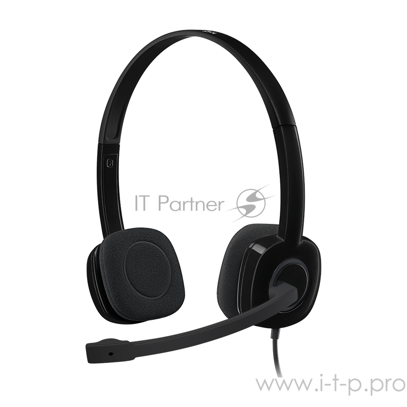 Гарнитура Logitech h151 Stereo Headset, с регулятором громкости, черный