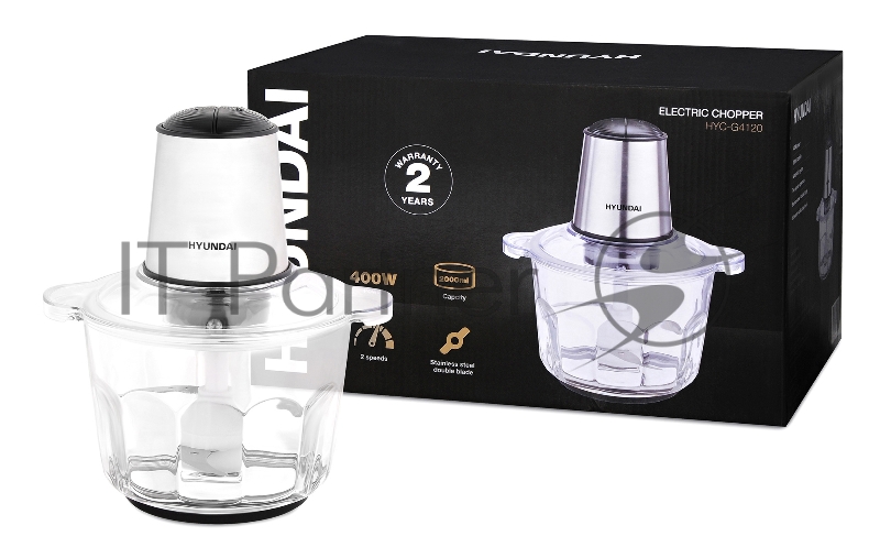 Измельчитель электрический Hyundai HYC-G4120 2л. 400Вт серебристый
