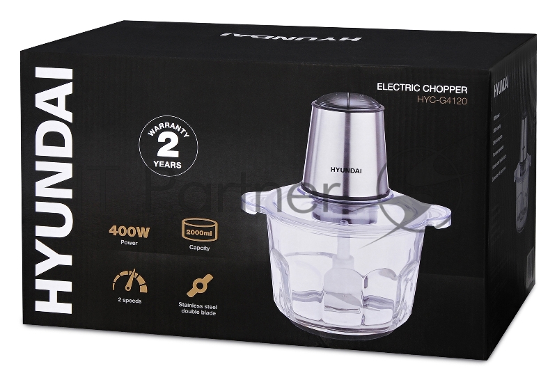 Измельчитель электрический Hyundai HYC-G4120 2л. 400Вт серебристый