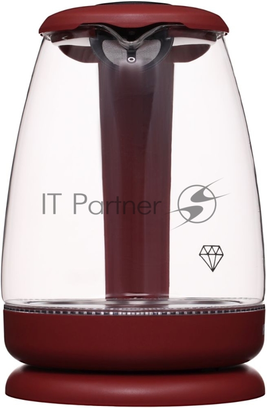 Чайник электрический Hyundai HYK-G1002 1.7л. 2200Вт бордовый (корпус: стекло)