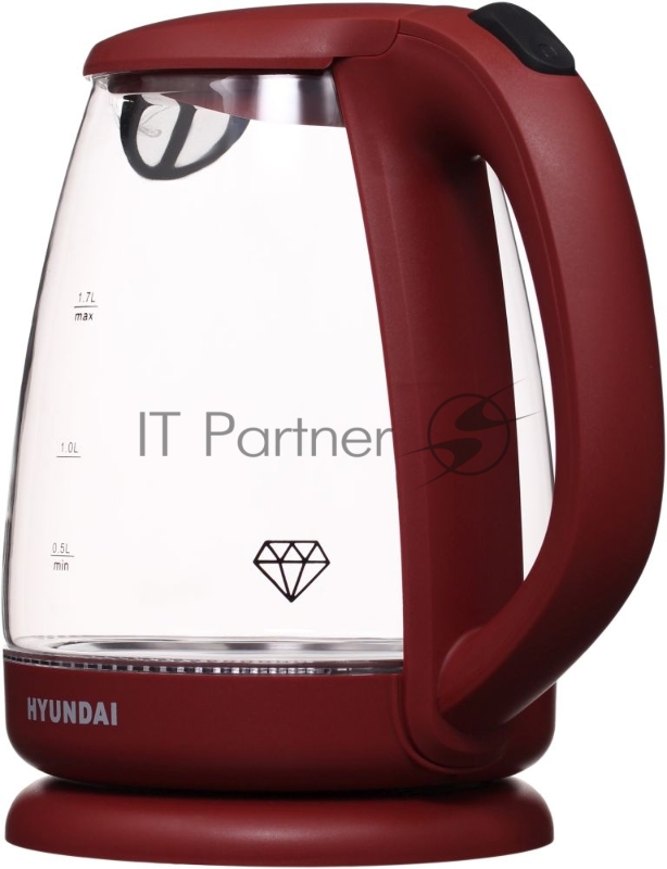 Чайник электрический Hyundai HYK-G1002 1.7л. 2200Вт бордовый (корпус: стекло)