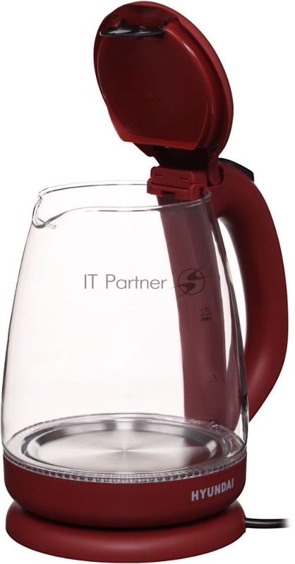 Чайник электрический Hyundai HYK-G1002 1.7л. 2200Вт бордовый (корпус: стекло)