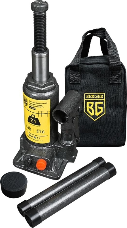 Домкрат BERGER BG1269 РЕБЕРГ бутылочный гидравлический 2т