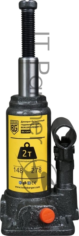 Домкрат BERGER BG1269 РЕБЕРГ бутылочный гидравлический 2т