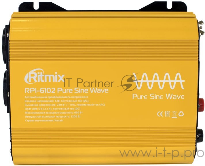 Автоинвертор Ritmix RPI-6102 Pure sine wave 600Вт