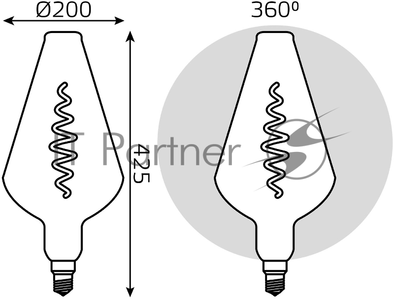 Лампа LED Filament Vase E27 8.5W Gray 165lm 1800K 1/2 | 180802005 | Gauss