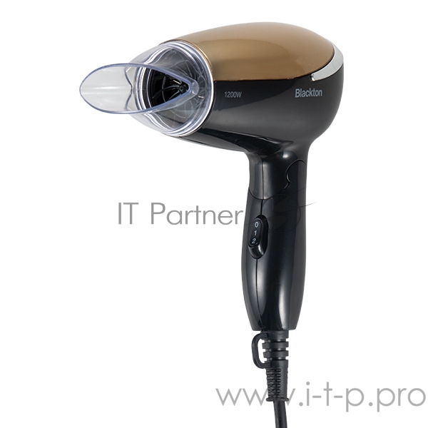 Фен Blackton Bt HD1203M Black-Gold Мощность 1000 Вт, Напряжение 220 В, 50 Гц, Регулировка воздушного потока 2, Регулировка температуры 2, Складная ручка, Защита от перегрева, Петля для подвешивания, Концентратор.