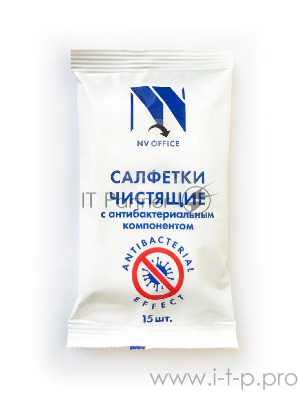 Антибактериальные салфетки для поверхностей NV-Office, мягкая упаковка, 180х110 мм,15шт