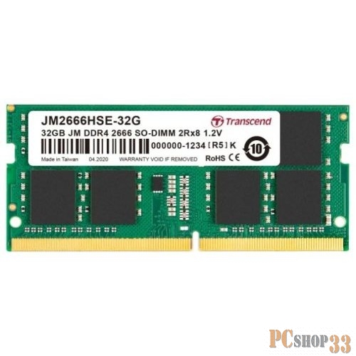 Модуль памяти Transcend Модуль памяти Transcend 32GB JM DDR4 2666Mhz SO-DIMM 2Rx8 2Gx8 CL19 1.2V