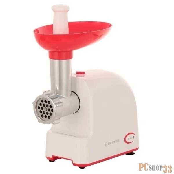 Мясорубка BRAYER BR1603, 1500 Вт, реверс, насадки кеббе, колбасы, овощи, 2 диска, отсек для хранен