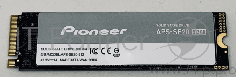 Твердотельный накопитель SSD Pioneer APS-SE20-512 512GB M.2 2280 PCIe Gen3x4 (Dramless)