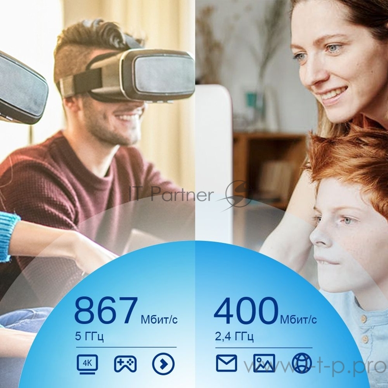 Сетевой адаптер WiFi TP-Link Archer T4U Plus AC1300 USB 3.0 (ант.внеш.несъем.) 2ант.