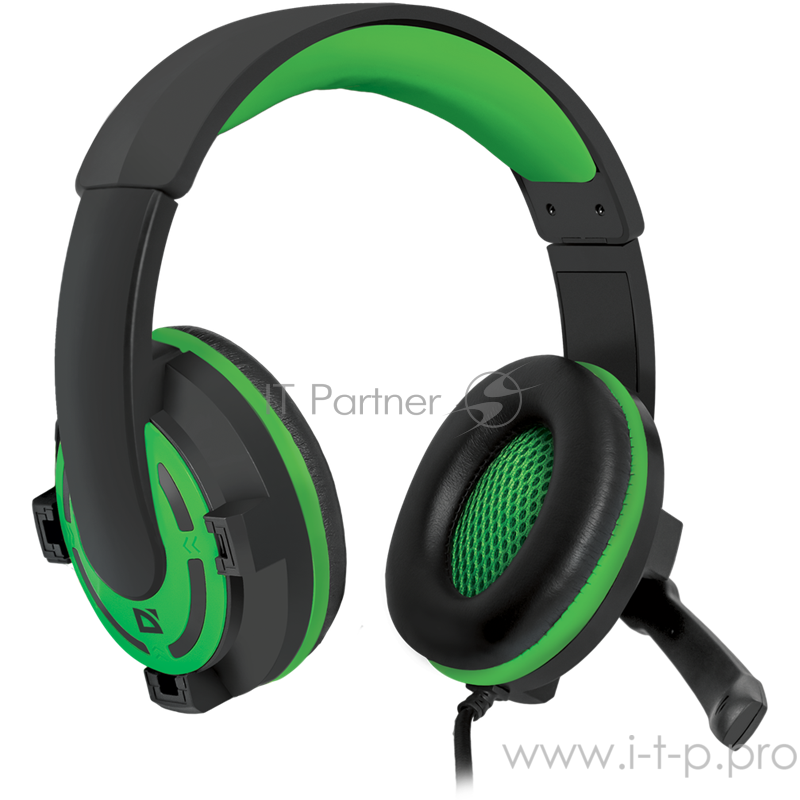 Гарнитура Defender G-300 Warhead 64128, с регулятором громкости, черно-зеленый