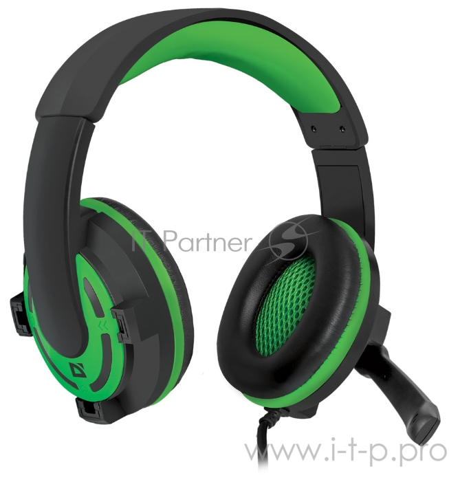 Гарнитура Defender G-300 Warhead 64128, с регулятором громкости, черно-зеленый