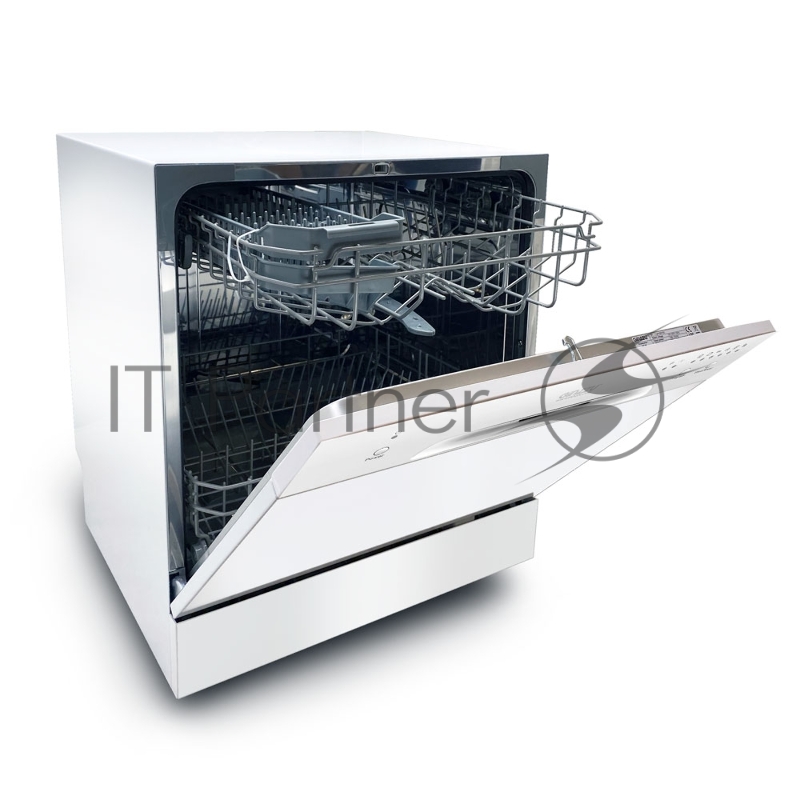 Посудомоечная машина GINZZU DC281 (ШxГxВ) 55x50x60 см.Цвет белый. Компактная, отдельностоящая.8 комплектов. Управление электрон.Кол-во программ 6.Сушка конденсац.Индикатор: добавить соль/ополаскиватель, код ошибки.Спец прогр.: эконом.для слабозагрязн