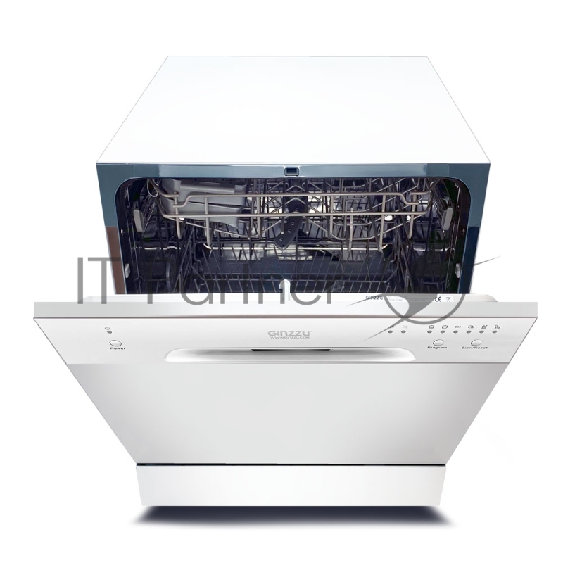 Посудомоечная машина GINZZU DC281 (ШxГxВ) 55x50x60 см.Цвет белый. Компактная, отдельностоящая.8 комплектов. Управление электрон.Кол-во программ 6.Сушка конденсац.Индикатор: добавить соль/ополаскиватель, код ошибки.Спец прогр.: эконом.для слабозагрязн