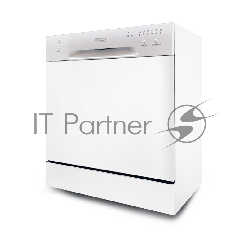 Посудомоечная машина GINZZU DC281 (ШxГxВ) 55x50x60 см.Цвет белый. Компактная, отдельностоящая.8 комплектов. Управление электрон.Кол-во программ 6.Сушка конденсац.Индикатор: добавить соль/ополаскиватель, код ошибки.Спец прогр.: эконом.для слабозагрязн