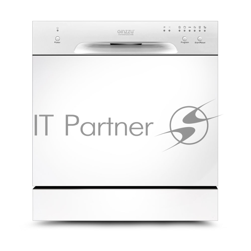 Посудомоечная машина GINZZU DC281 (ШxГxВ) 55x50x60 см.Цвет белый. Компактная, отдельностоящая.8 комплектов. Управление электрон.Кол-во программ 6.Сушка конденсац.Индикатор: добавить соль/ополаскиватель, код ошибки.Спец прогр.: эконом.для слабозагрязн