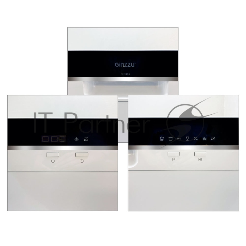Посудомоечная машина GINZZU DC361 (ШxГxВ) 55x50x43.8 см.Цвет белый. Компактная, отдельностоящая.6 комплектов.Управление электрон.Расход воды 7л.Кол-во программ 7, темп. режим. 5. Сушка кондексац. Спец прогр.: эконом.для слабозагрязненной посуды, дели