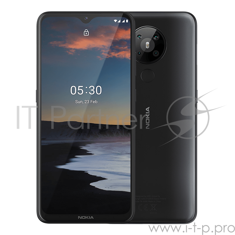 Смартфон Nokia 5.3 DS (TA-1234) 3Gb/64Gb Charcoal смартфон с Android 10, поддержка двух SIM-карт, экран 6.55, разрешение 1600x720, четыре камеры 13 МП/2 МП/5 МП/2 МП, автофокус, память 64 ГБ, слот для карты памяти, 3G, 4G LTE, LTE-A, Wi-Fi, Bluetooth