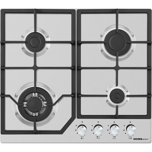 Газовая панель HOMSair HGS643TGCS Газовая панель HOMSair HGS643TGCS/ газ, механическое управление, 4 конфорки, газ контроль, автоподжиг, WOK, нержавеющая сталь