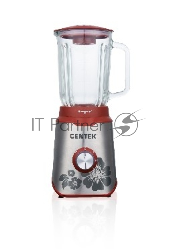 Блендер CENTEK CT-1327 сталь/красный 1000Вт, СТЕКЛЯННЫЙ СТАКАН, стальн. корпус, LED, 3 скорости