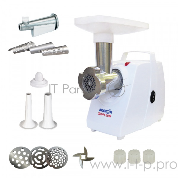 Мясорубка Аксион М 33.04, 1500 Вт, произ. 100 кг/час, приставки-соковыжималка, кеббе, для набивки колбас