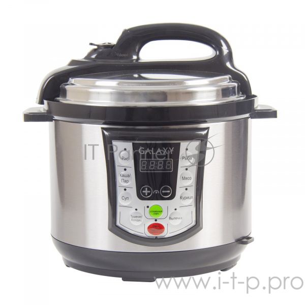 Мультиварка скороварка GALAXY GL 2651 (Мощность 900Вт. 8 программ приготовления. Электронное управление. Функция поддержания температуры. Объем чаши -5 л. Давление 70 кПа. Отложенный старт до 24 ч. Многоуровневая система безопасности. Книга рецептов,