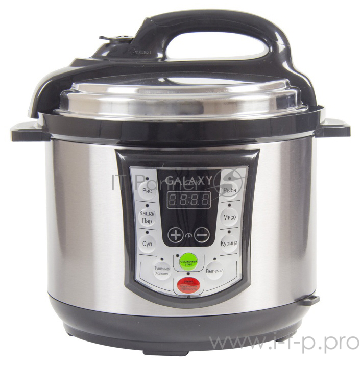 Мультиварка скороварка GALAXY GL 2651 (Мощность 900Вт. 8 программ приготовления. Электронное управление. Функция поддержания температуры. Объем чаши -5 л. Давление 70 кПа. Отложенный старт до 24 ч. Многоуровневая система безопасности. Книга рецептов,