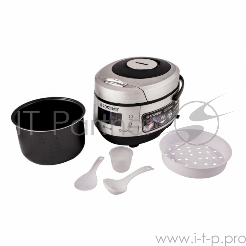Мультиварка-скороварка Endever Vita-120, 900 Вт., чаша 5 л., 20 программ + Мастер-повар, таймер 24 ч., стальной/черный
