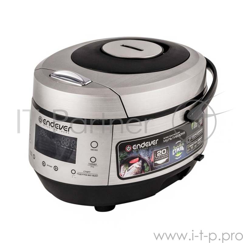 Мультиварка-скороварка Endever Vita-120, 900 Вт., чаша 5 л., 20 программ + Мастер-повар, таймер 24 ч., стальной/черный