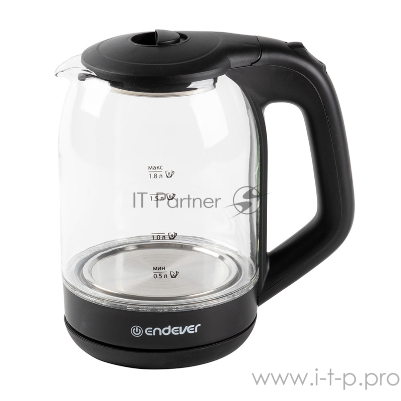Чайник электрический Endever KR-303G, емкость 1,7л, корпус из зак.стекла, мощность 2200Вт, напряжение 220-240В