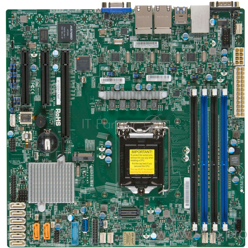 Материнская плата Supermicro MBD-X11SSH-LN4F-O, Soc-1151 iC236 mATX 4xDDR4 8xSATA3 SATA RAID i210AT 4xGgbEth Ret