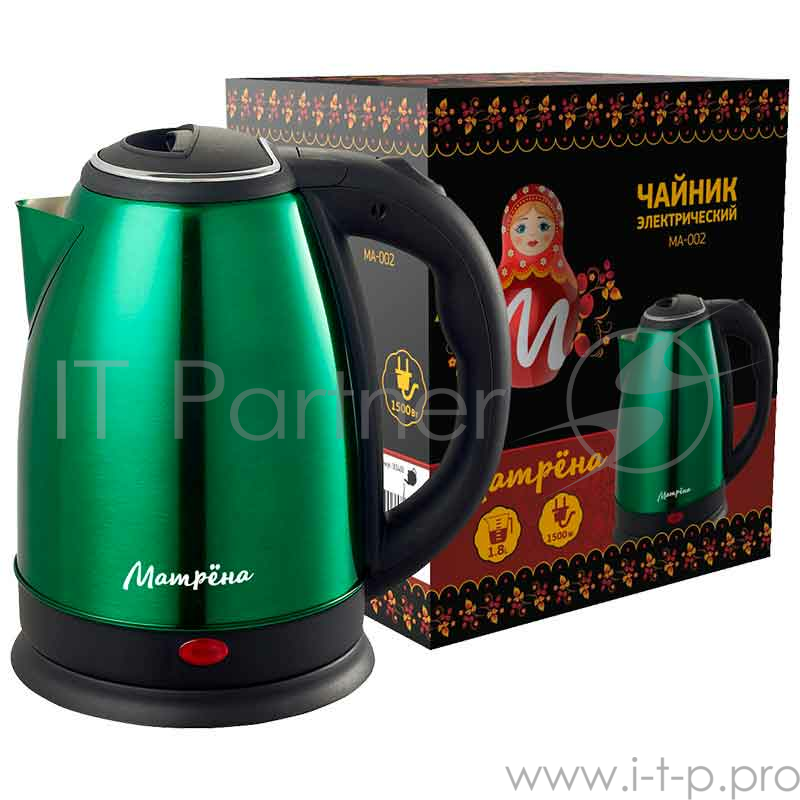 Чайник Матрена MA-002 электрический (1,8 л) стальной зеленый