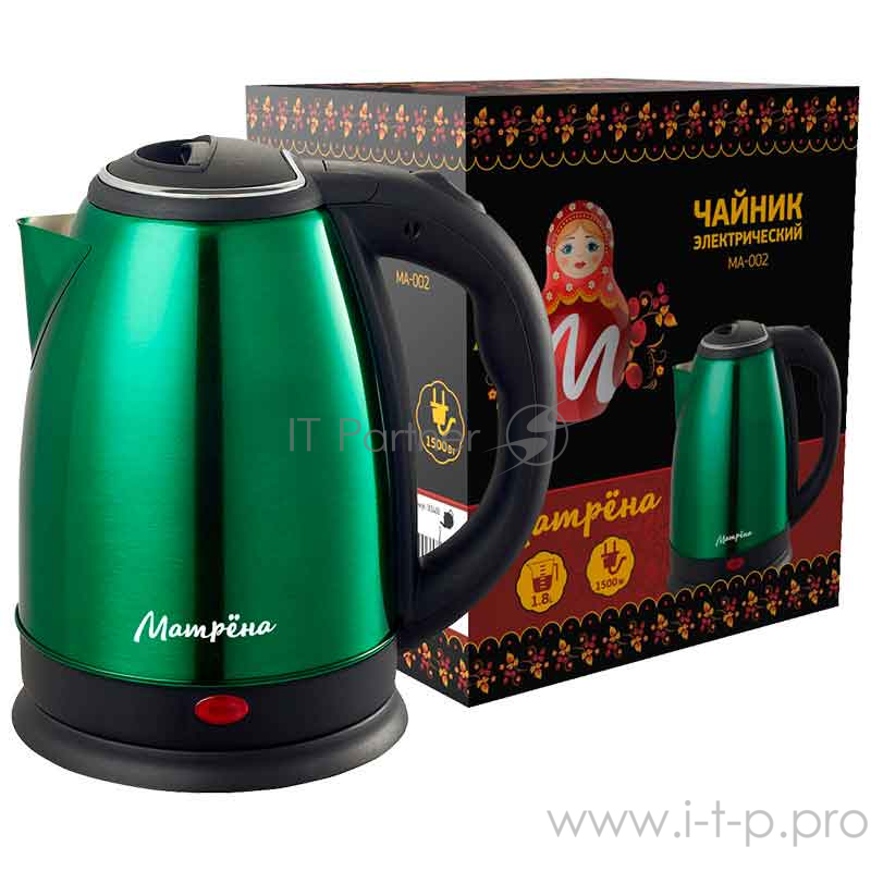 Чайник Матрена MA-002 электрический (1,8 л) стальной зеленый