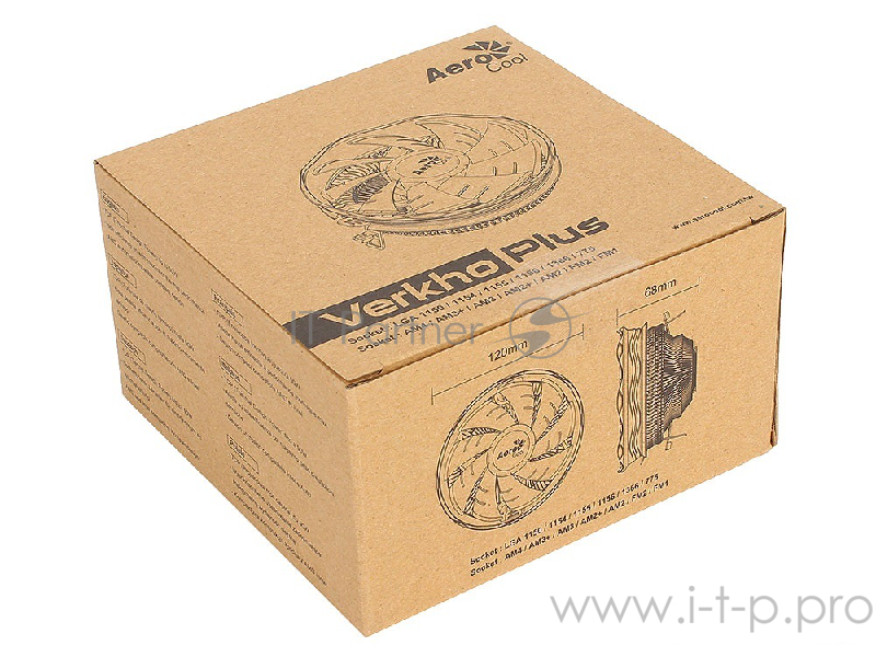 Кулер CPU Aerocool Verkho Plus (универсальный, 110W, 10-27 dB, 1000-2000 rpm, 120мм, 4pin) RTL