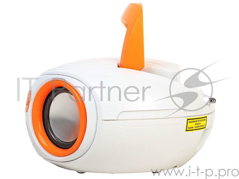 Аудиомагнитола BBK BS15BT белый/оранжевый 2Вт/MP3/FM(dig)/USB/BT