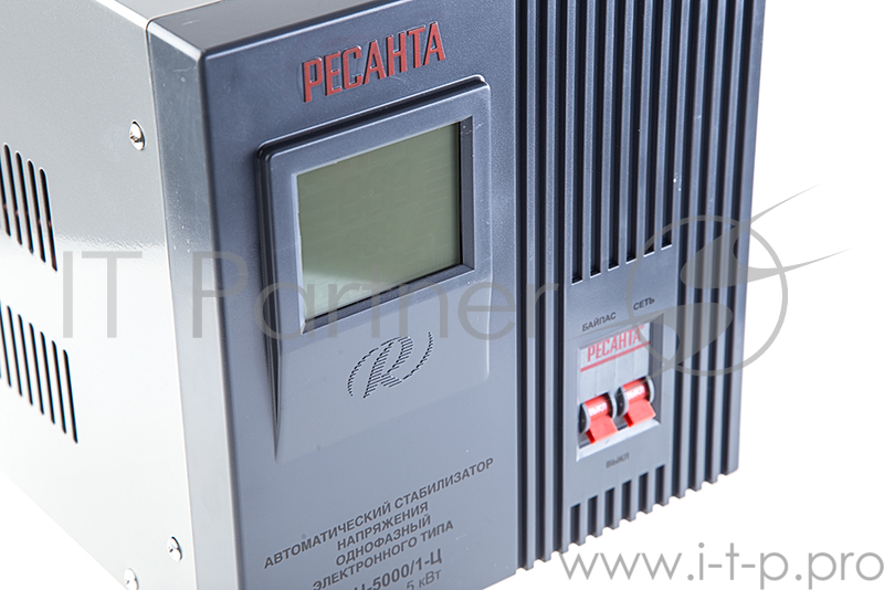 Ресанта Стабилизаторы напряжения Ресанта АСН-5 000/1-Ц 63/6/6 Стабилизатор {220В±8%, Габариты 340х220х230, Вес 13 кг}