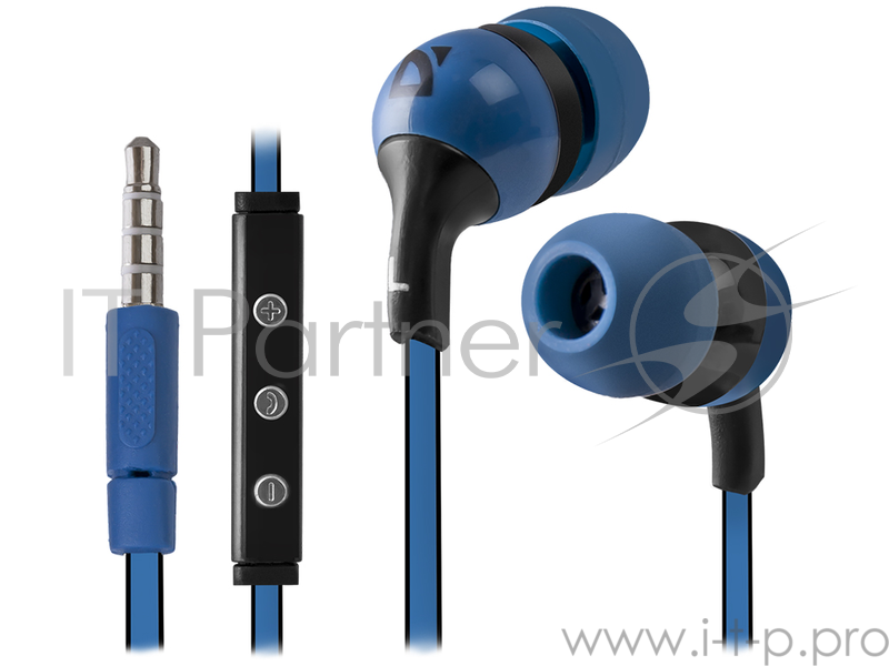 Наушники Defender Pulse 452 синий, для Android, вставки 63452