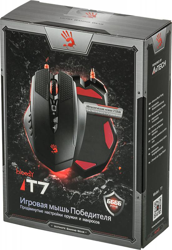 Мышь A4Tech Bloody Terminator TL7 черный/серый лазерная (8200dpi) USB2.0 игровая (8but)