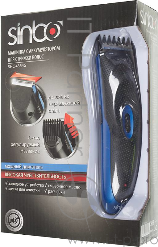 Машинка для стрижки Sinbo SHC 4354S красный/черный (насадок в компл:1шт)