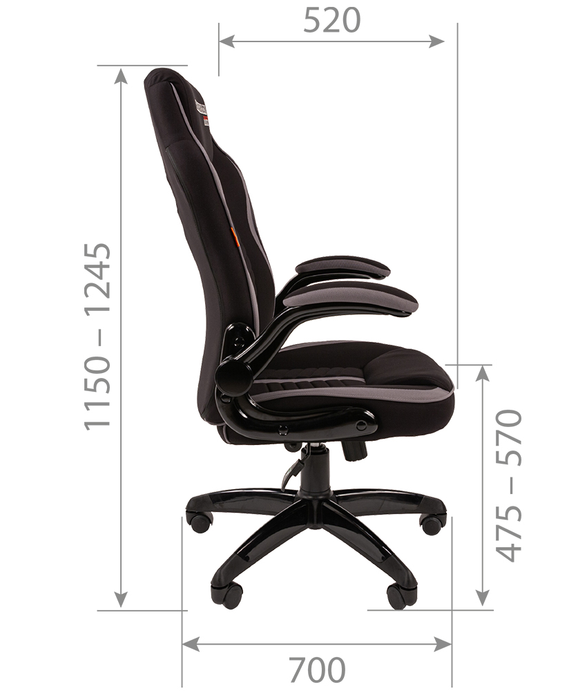 Игровое кресло Chairman game 19 чёрное/оранжевое (ткань полиэстер, пластик, газпатрон 3 кл, ролики, механизм качания)